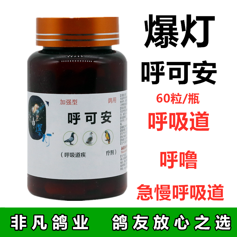 呼可爆灯鸽药加强型胶囊60粒信鸽呼噜呼吸道安鸽医疗用品
