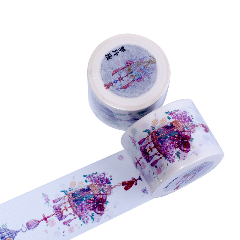 新品特玲珑素材整卷装饰diy道具灯笼鸟笼古风和纸胶带