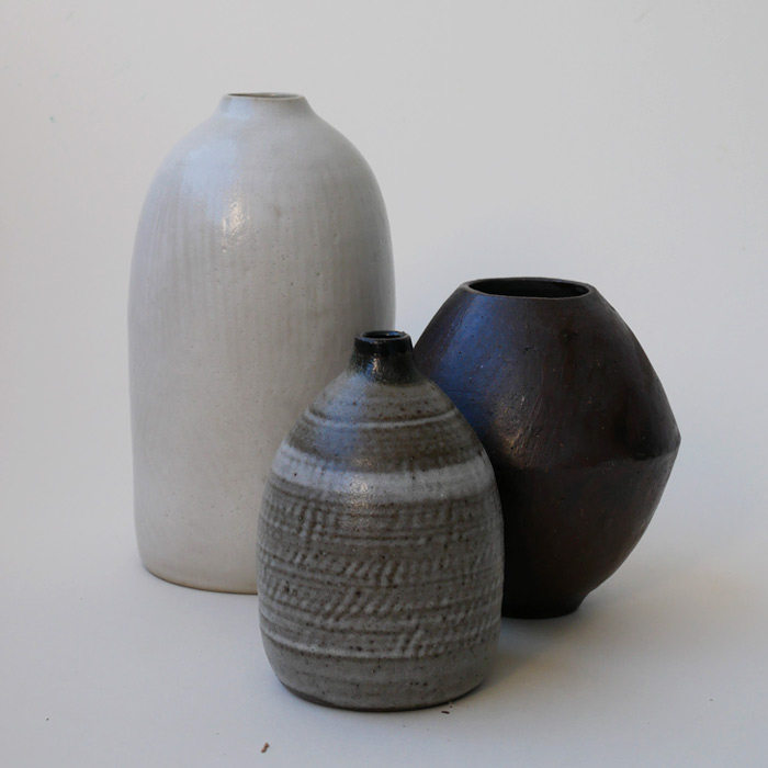 月球手工拉坯刷痕粗陶小花花瓶花瓶