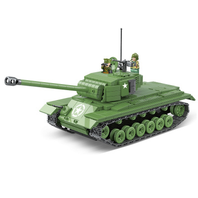 全冠美军m26潘兴重型坦克二战益智积木拼装军事模型男孩玩具乐高