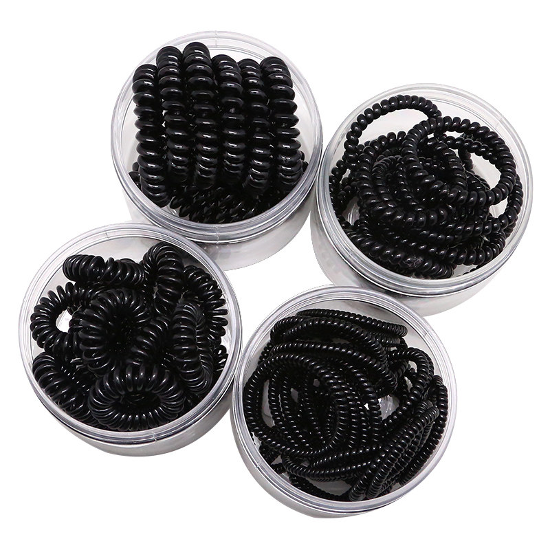 黑色电话线发圈电线圈女加粗头绳弹力扎头发成人发绳橡皮筋头饰品