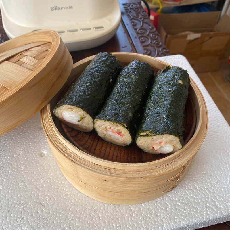 紫宝蟹柳紫菜广东茶楼点心猪肉肉卷广式即蒸包点