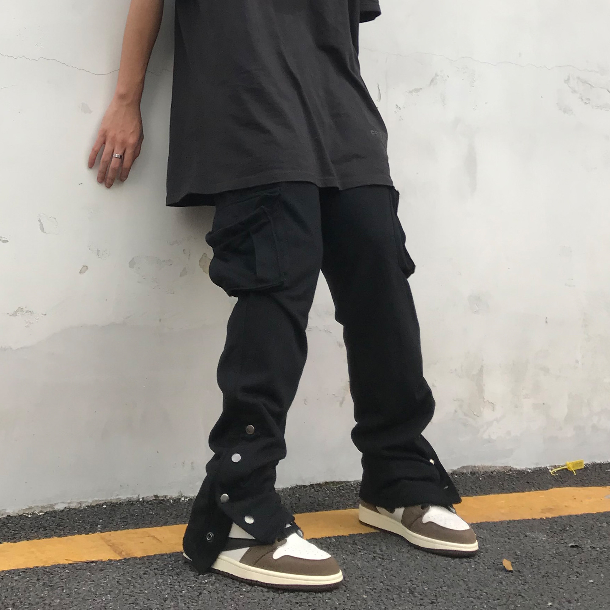 休闲女同男女长裤高街fog开叉坠感七七风垂休闲裤