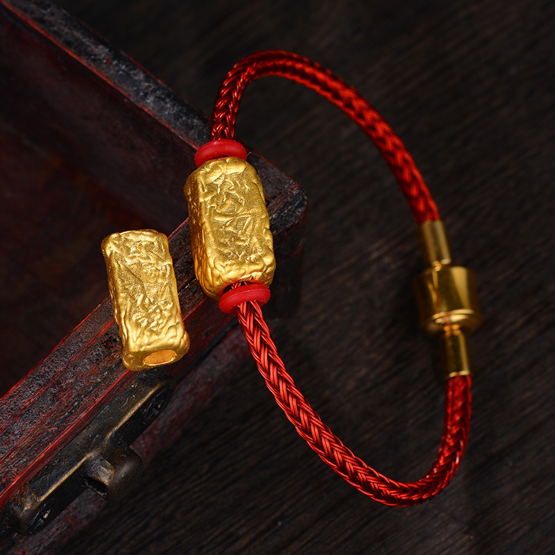 兴隆黄金金砖转运珠3d硬金足金999金条路路通男女手串手链礼物