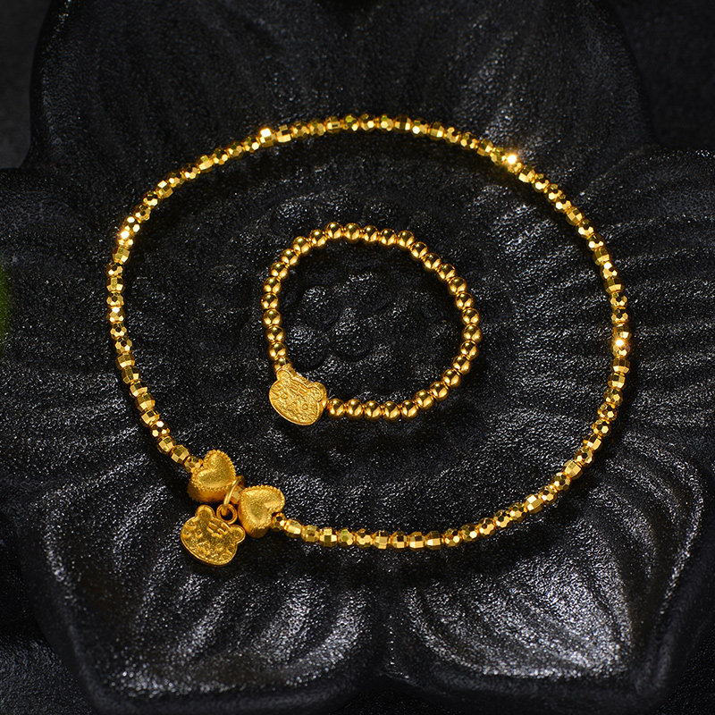 兴隆黄金古法黄金小老虎吊坠生肖虎手串精致老虎头吊坠女手链diy