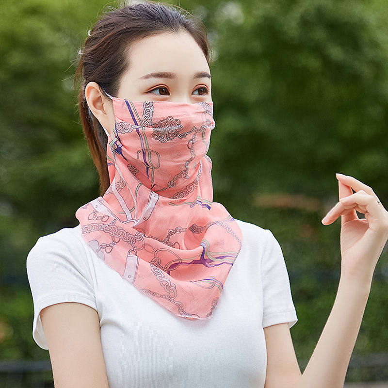 桑蚕蚕丝真丝口罩护颈一体夏季透气薄款防晒口罩