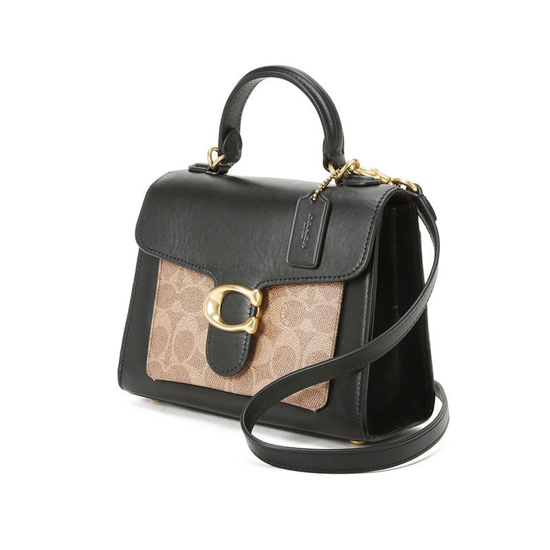 coach蔻驰tabby通勤手拎包手提单肩斜挎包复古拼色老花c扣粒面皮