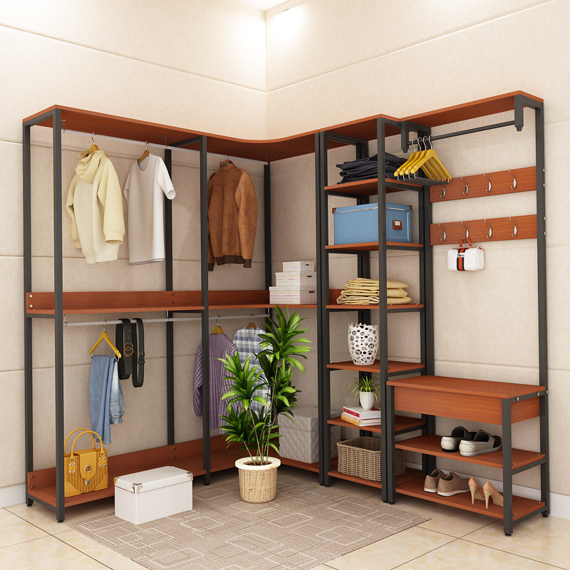 卧室衣架衣帽架落地步入组合衣帽间转角挂衣服架置物衣柜铁艺简约