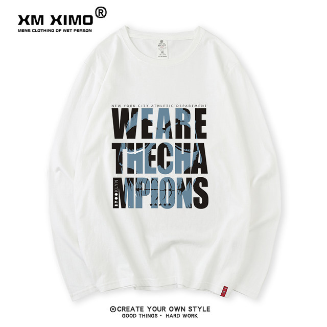 Ins autumn long sleeve t-shirt men's cotton Korean loose T-shirt Ins autumn long sleeve t-shirt men's cotton Korean loose T-shirt