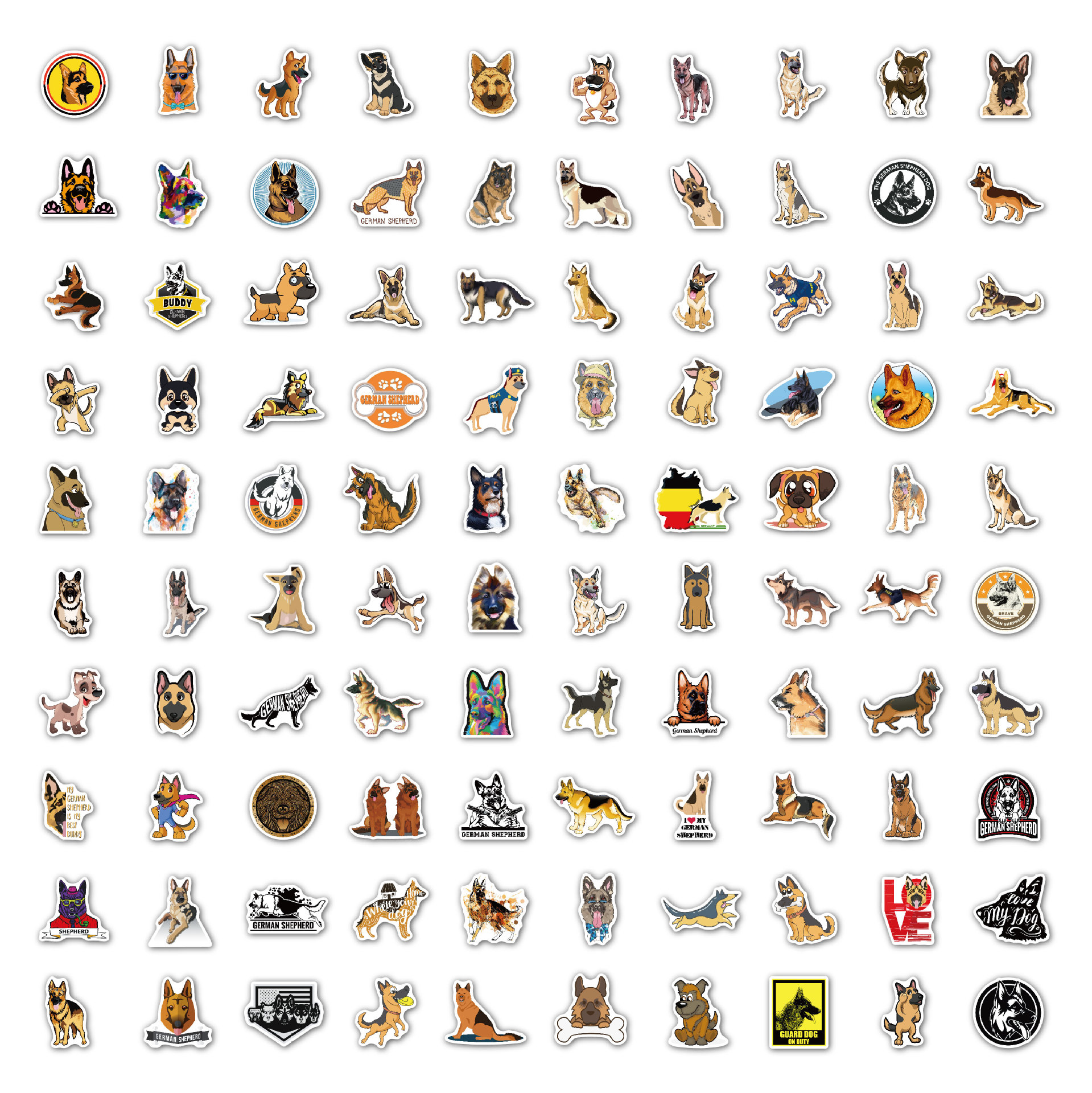 100张德国牧羊犬防水贴纸车贴行李箱拉杆箱笔记本滑板车笔记本个性小