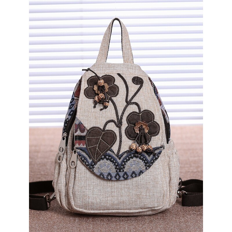 原创民族风中国风帆布新款手工双肩包旅游复古背包文艺范布艺女包