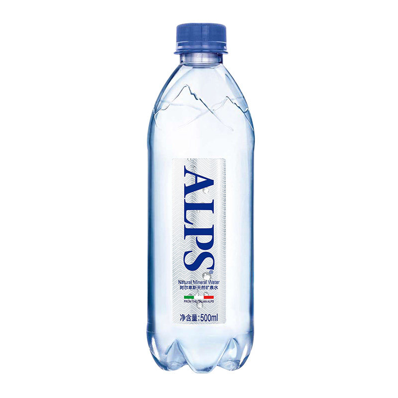 意大利进口阿尔卑斯天然矿泉水500ml*24瓶整箱 无气泡高端水 蓝瓶