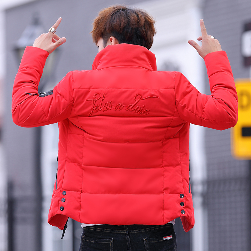 外套男秋冬季2021新款韩版潮流羽绒棉服潮牌短款棉袄子刺绣厚棉衣