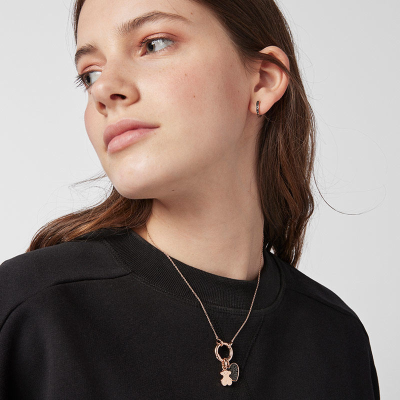 tous桃丝熊银镀18k玫瑰金简约简约个性项链锁骨项链