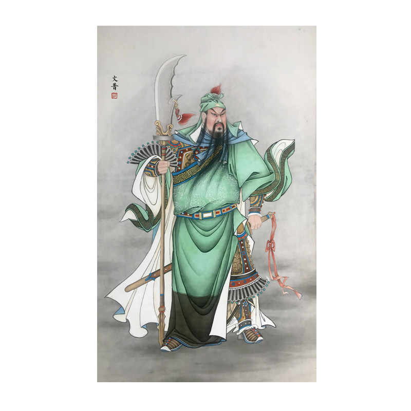 线描练习临摹初学者六尺四尺工笔画打印关公人物国画