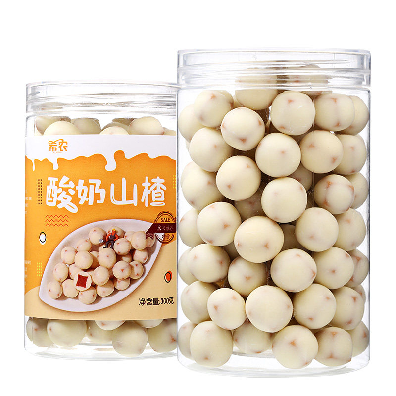 希农新品酸奶山楂300g罐装儿童零食散装奶乐山楂类制品