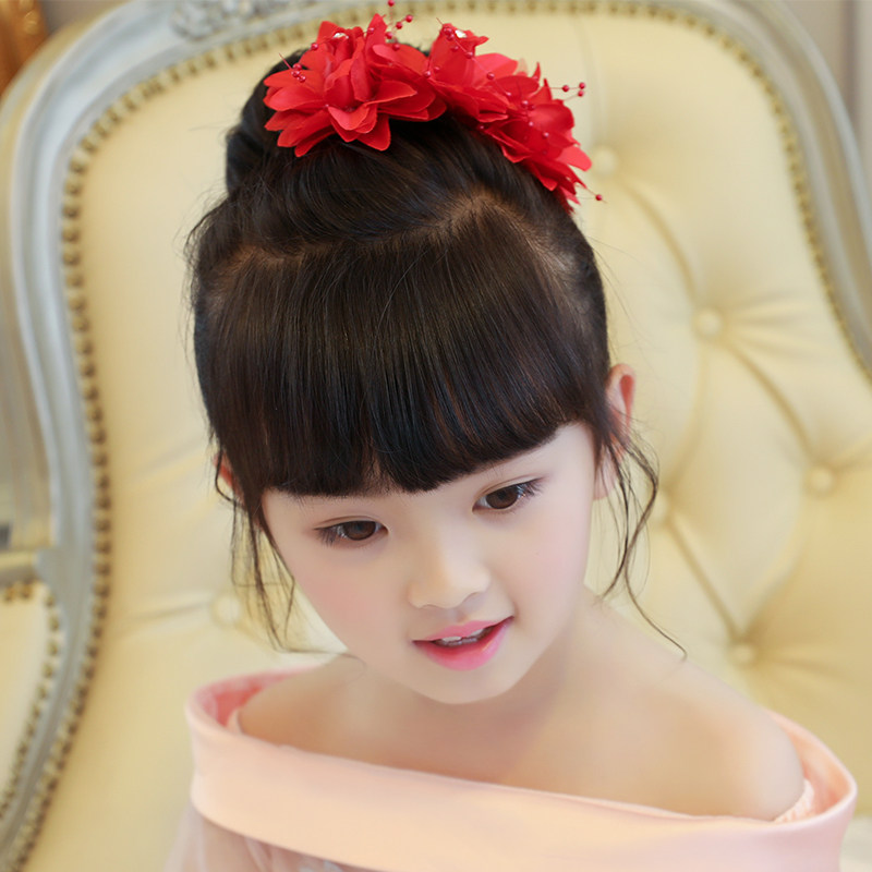 儿童头饰儿童头花饰品发夹花朵粉色花童礼服演出配饰女童头饰