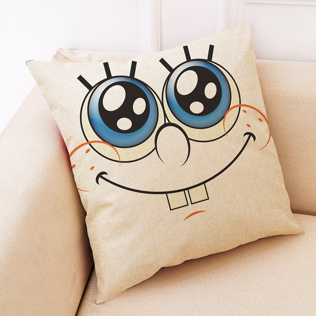 卡通海绵宝宝图案抱枕汽车动漫周边枕套午睡办公枕头靠垫