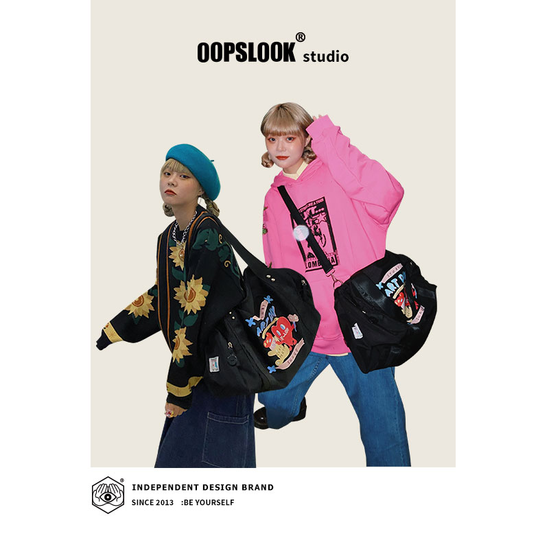 2022新版】巫鹿可原创大容量防泼水尼龙斜挎单肩通勤自习旅游包女