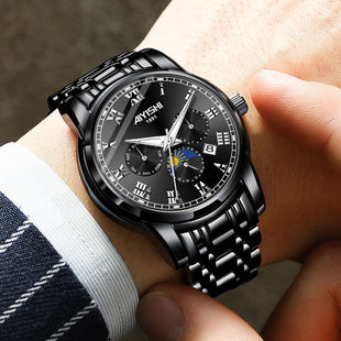 全自动机械表瑞士正品手表男士时尚2021新款夜光精钢带日历防水表