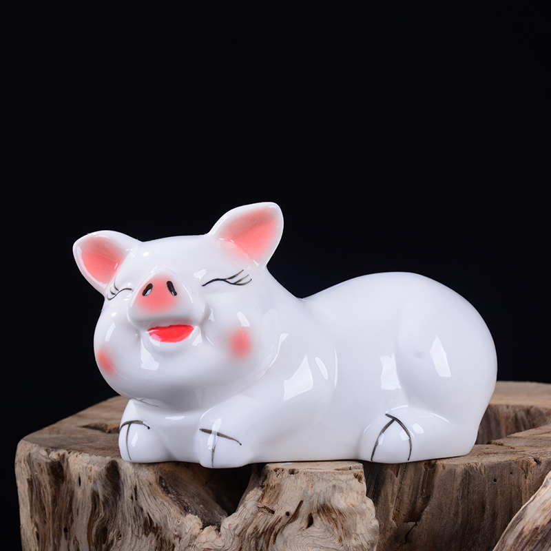 可爱猪摆件客厅创意工艺品情侣属相陶瓷彩色富贵猪摆件