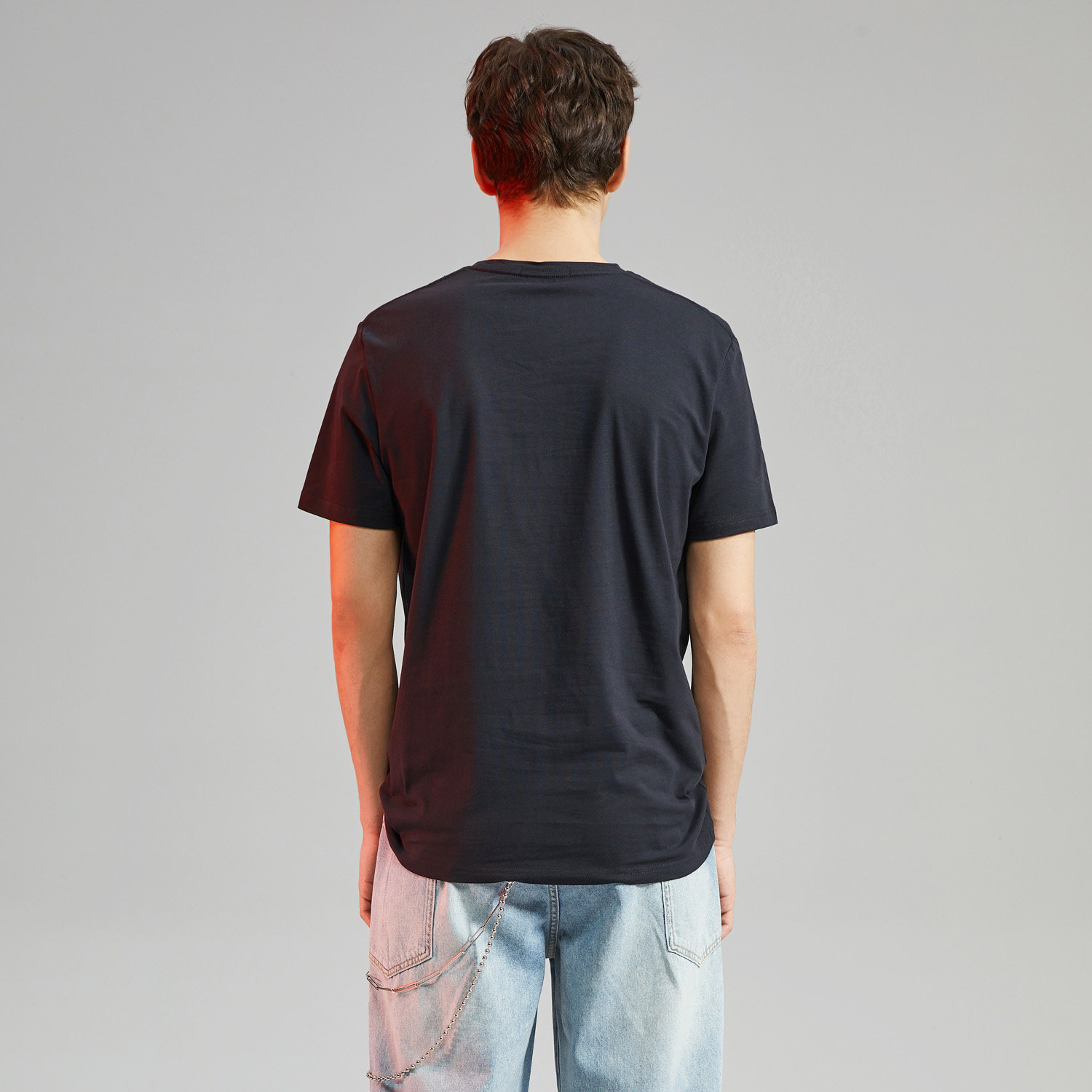 黑鲸字母条纹印花短袖恤男夏季热卖简约t恤