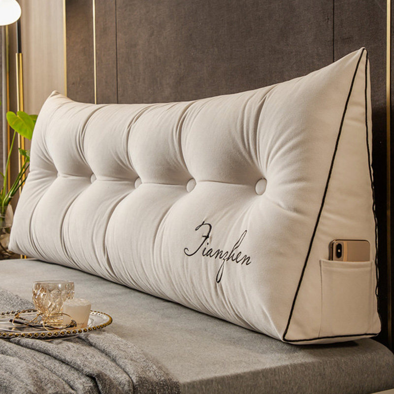 北欧轻奢床头靠垫靠枕臻绒榻榻米软包大靠背护腰沙发长条枕可拆洗