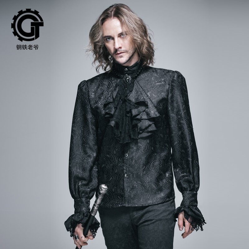 钢铁老爷朋克哥特伯爵绅士男装英伦风宫廷复古宴会衬衫