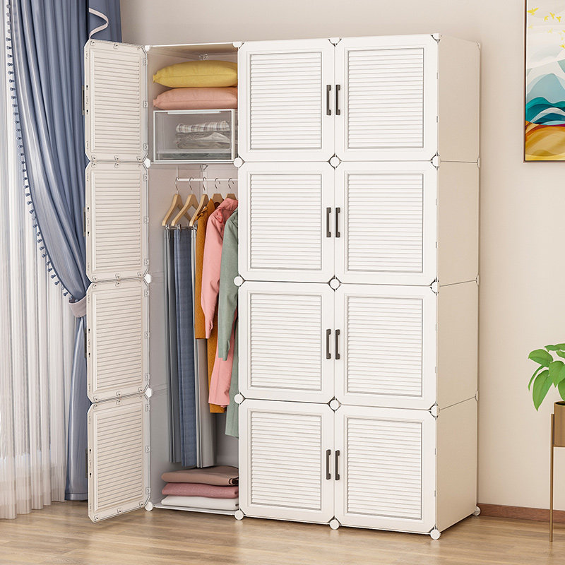简易衣柜家用卧室组装塑料安装结实储物出租房衣柜