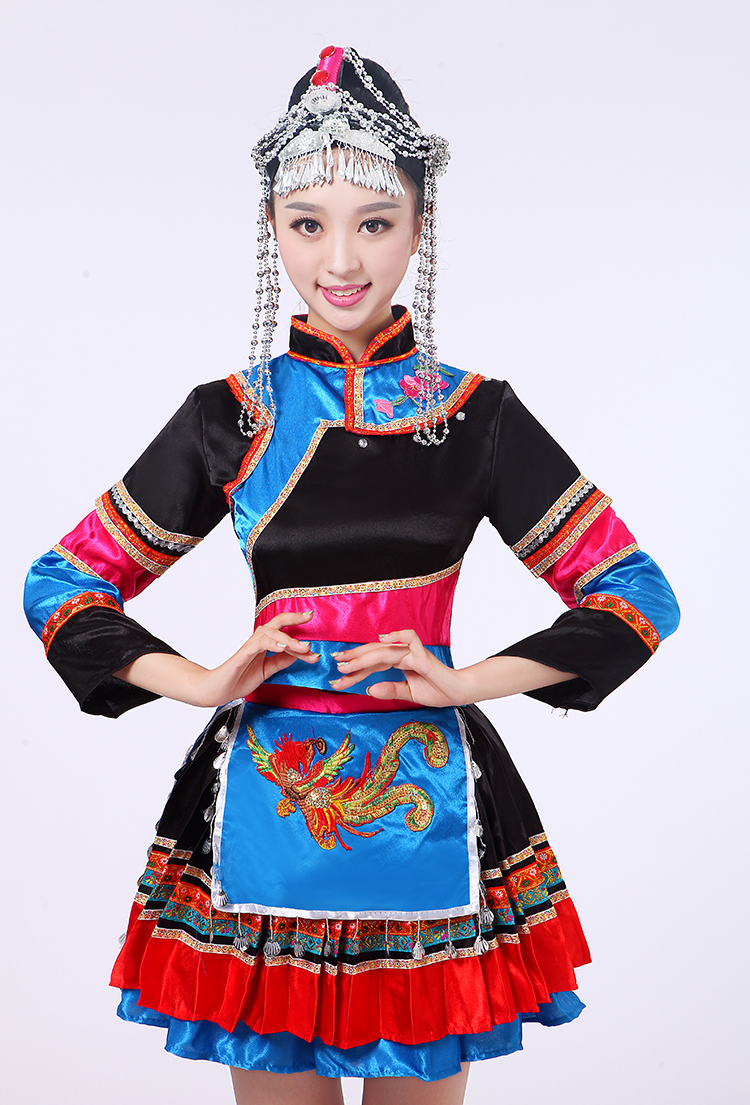 畲族服装第九九届荷花奖畲山舞蹈畲山踩茶女采春民族服装