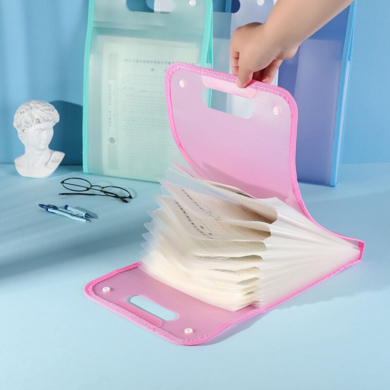 竖式包风琴pp半透明文件夹手提公文包学生试卷商务办公风琴包