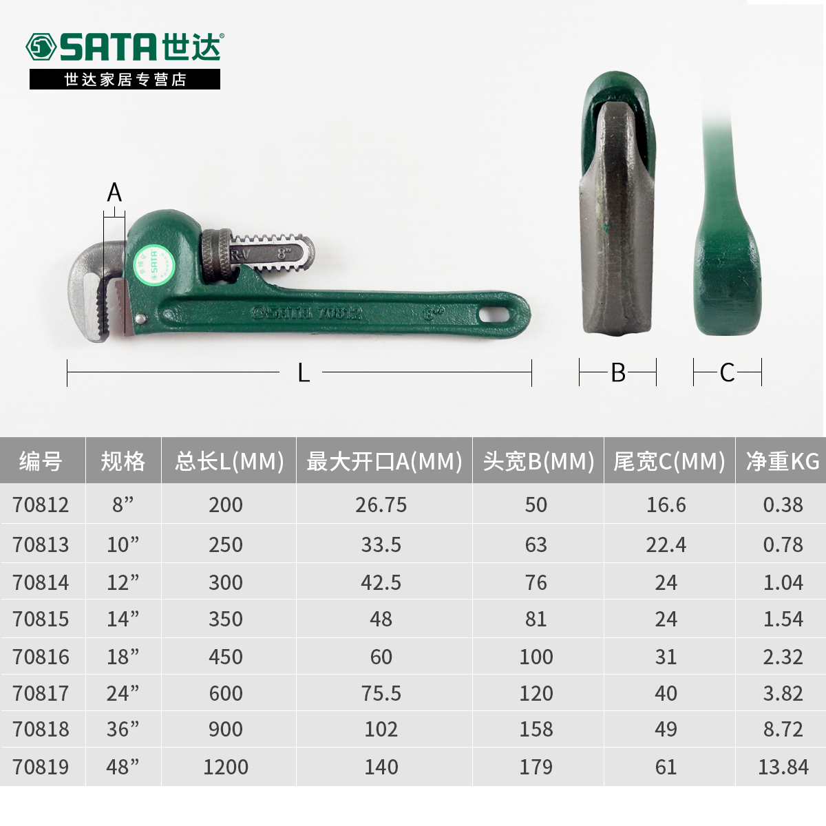 钳子世达管钳五金安装维修维修工工具水管多功能管子钳