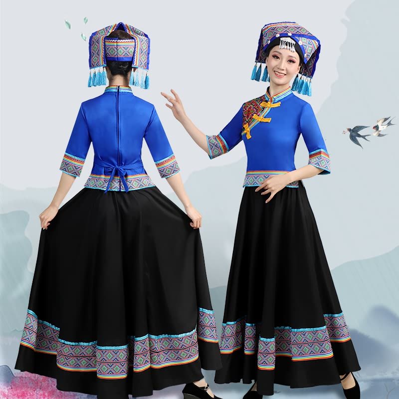 三月三民族服装广西壮族服饰刺绣长裙少数少数民族民族节日服民族服装