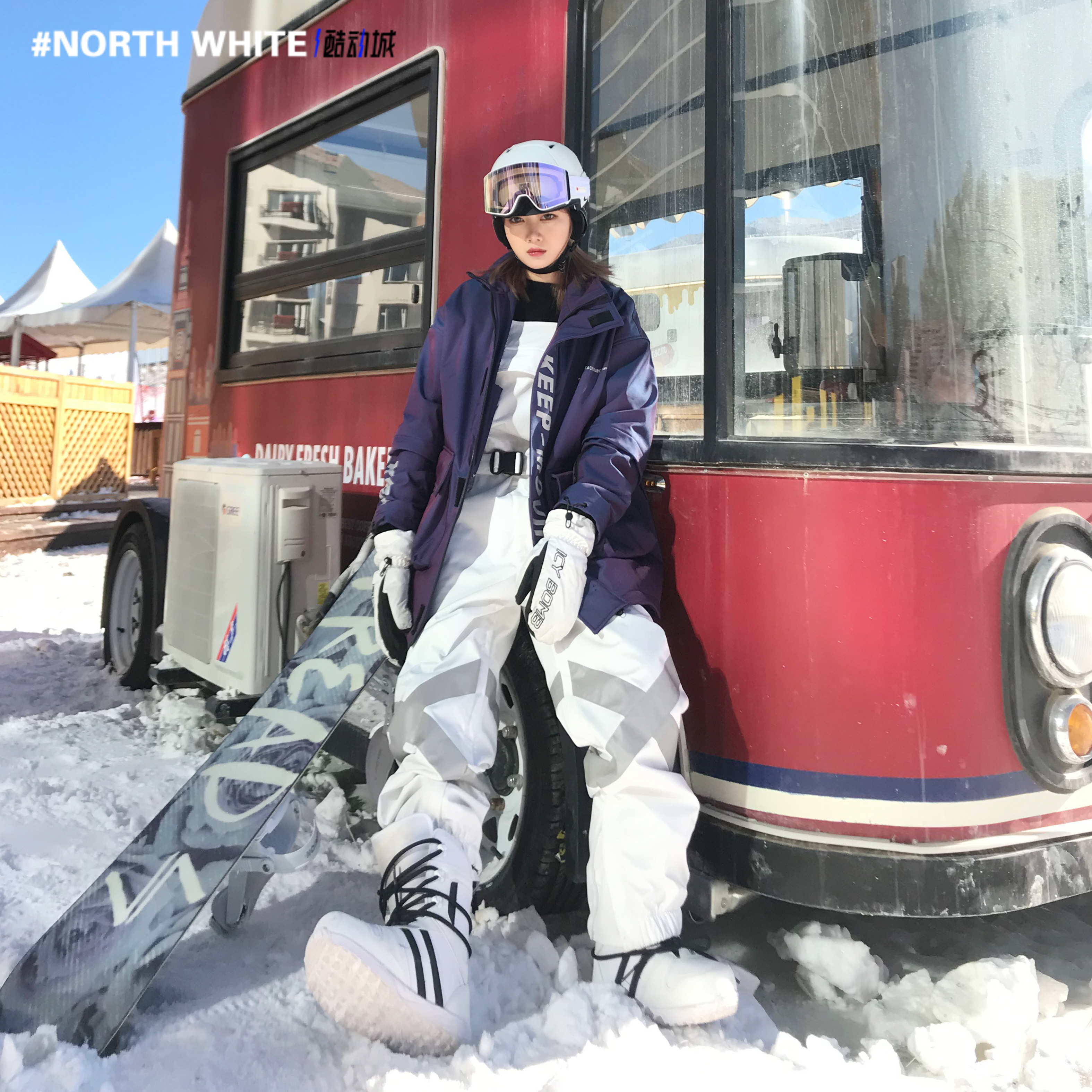 #NorthWhite這雪山反光滑雪裤背带裤中性潮流单板双板防水滑雪服