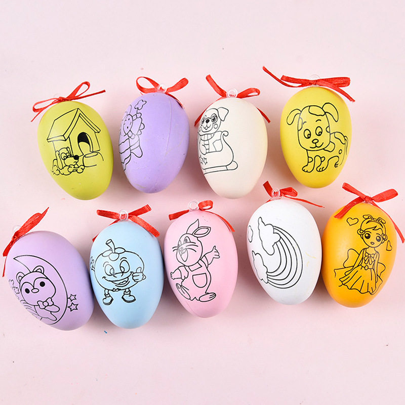 复活节彩蛋玩具diy儿童手工绘画涂鸦涂色鸡蛋白模填色
