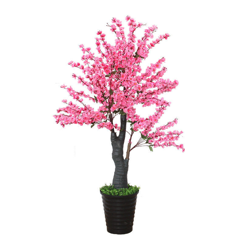 桃花大型室内装饰客厅摆设塑料塑料盆盆栽假花落地仿真花