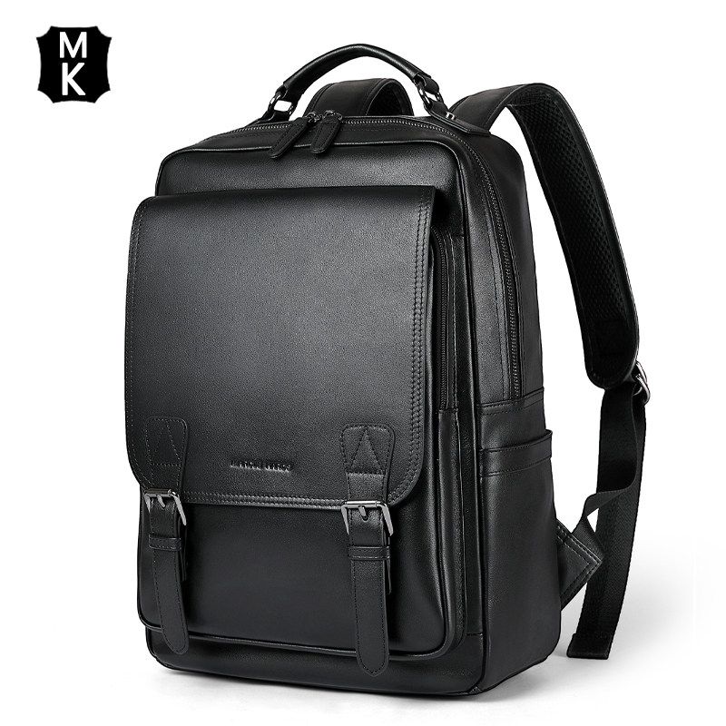 mk双肩包牛皮真皮男包简约时尚旅行包大容量男士双肩背包