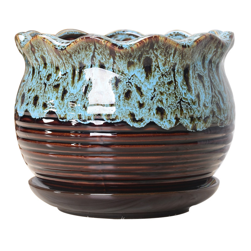 多肉花盆陶瓷创意古典大口径特价带托盘个性绿萝多肉花盆批发清仓