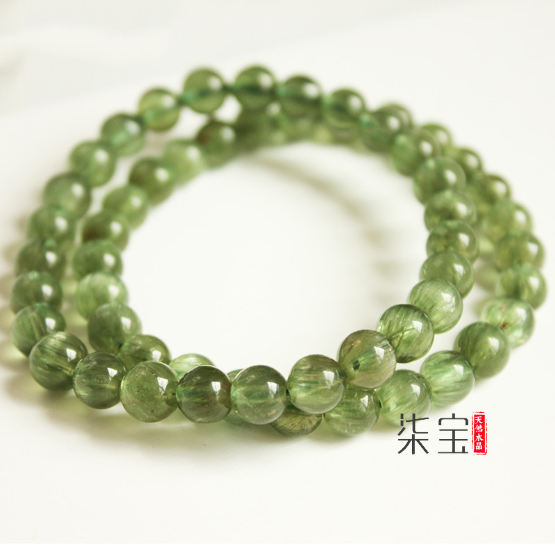 手链天然巴西绿锂辉石绿透辉散手串柚子同款手链