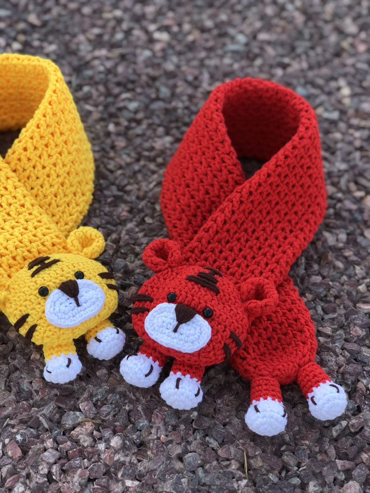 小老虎围巾diy材料包手工编织毛线可爱围脖宝宝儿童自制亲手做