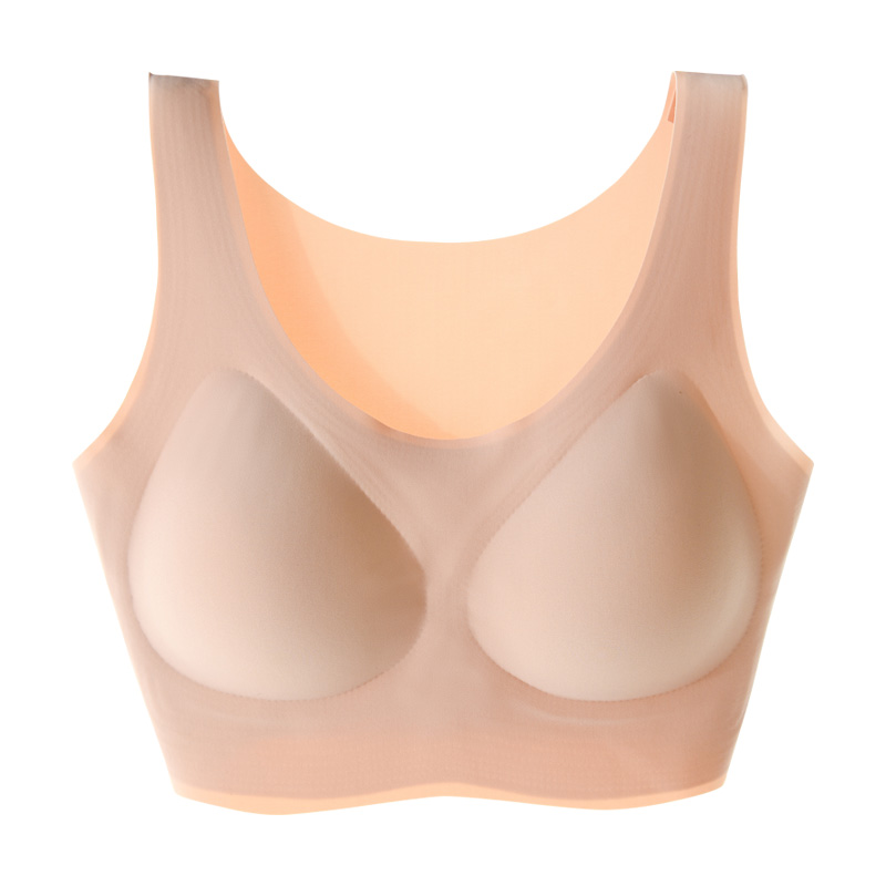 日本无痕内衣女无钢圈胸罩聚拢美背心式运动薄款睡眠大码冰丝文胸