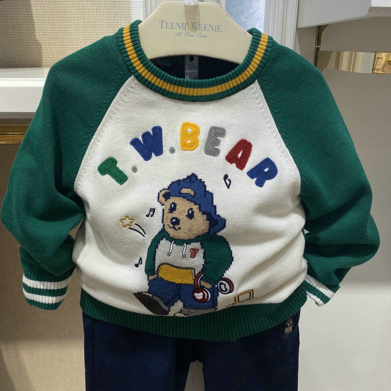 童装tw小熊2021春秋新款男童中小休闲圆领毛衣
