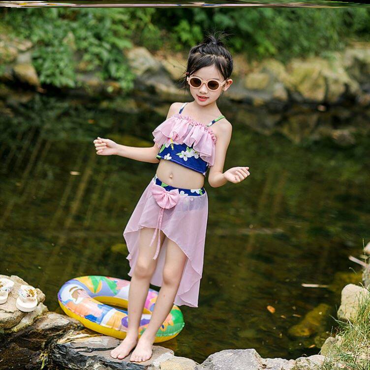 泳衣女童走秀款2021年新款5岁网红款超分体ins儿童泳衣
