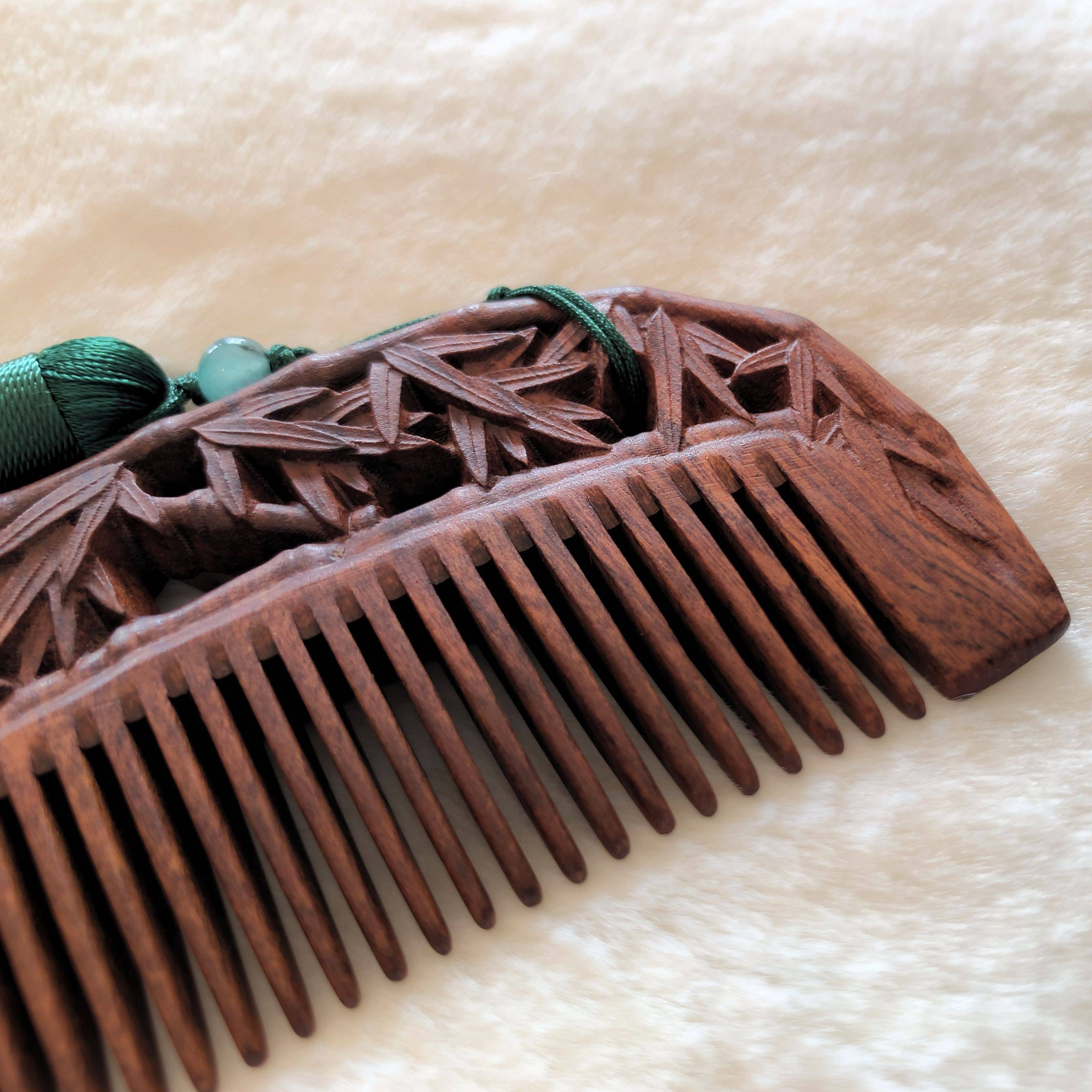 中式古风匠心红雕雕刻竹子同事送礼随身自家梳子