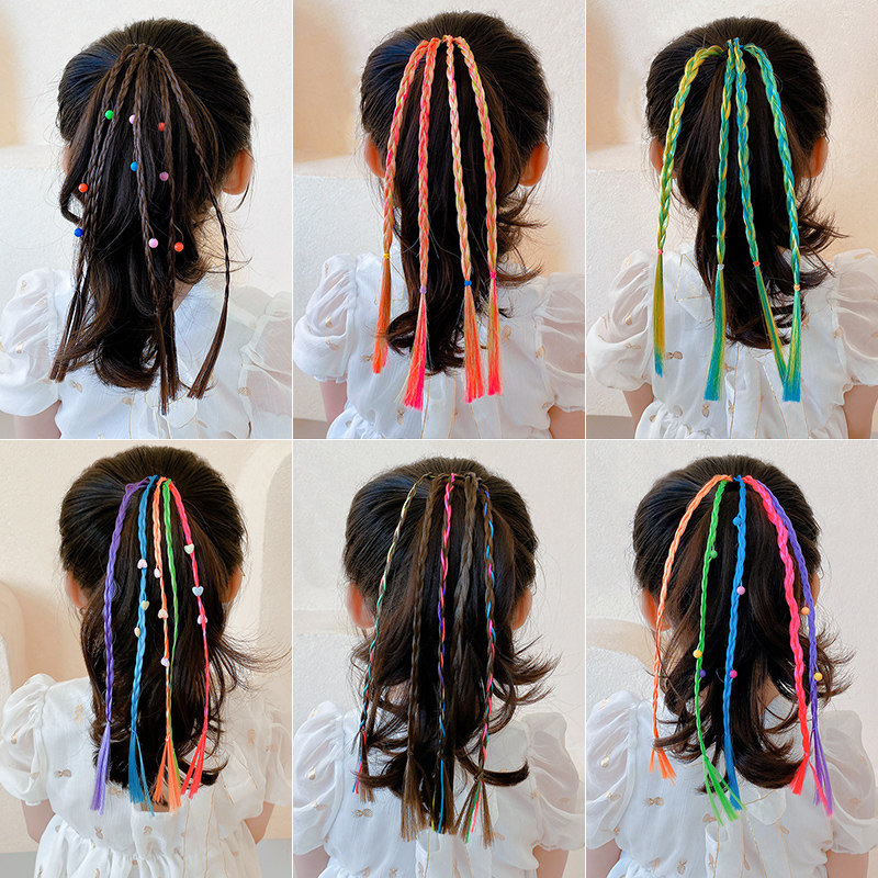 头发儿童假发头饰女童小女孩辫子公主宝宝彩色发饰