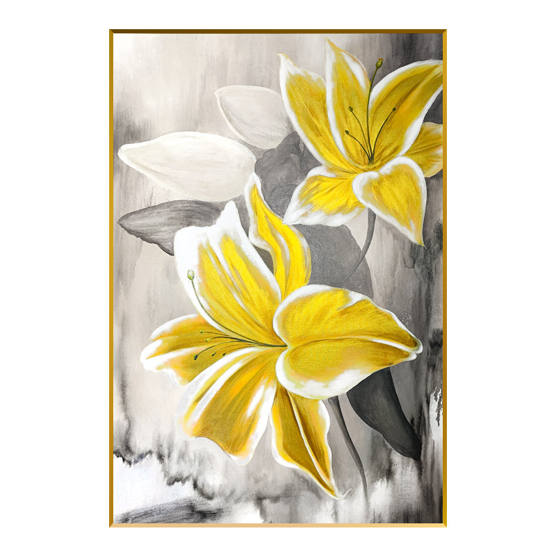 百合玄关走廊过道装饰画简美法式复古轻奢挂画油画