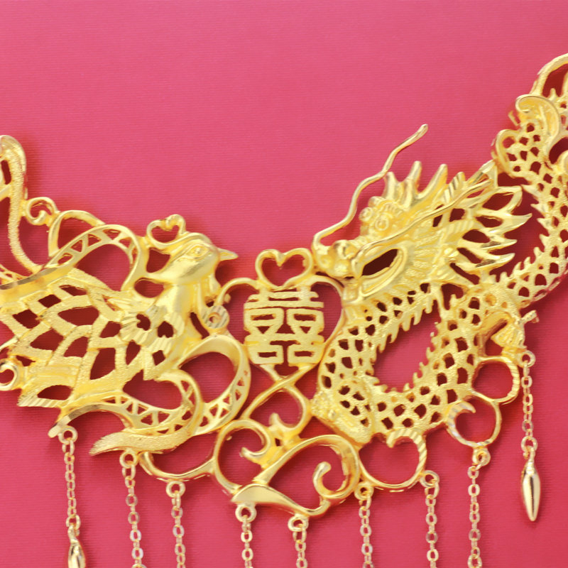 镀金霸气黄金龙凤项链首饰新娘结婚饰品女士项链
