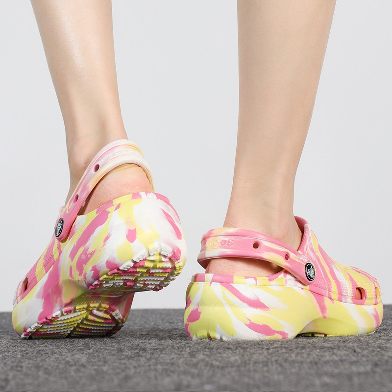 crocs卡骆驰官方女鞋新款运动拖鞋大理石云朵clog沙滩鞋