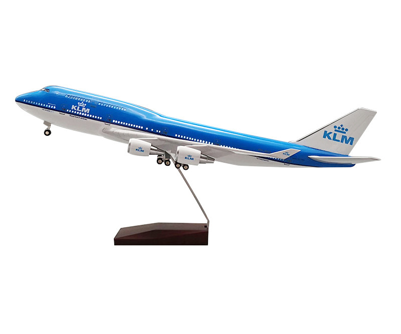 波音747荷兰航空47cm仿真飞机模型客机静态摆件带轮子带灯包邮