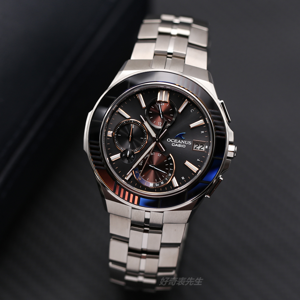 卡西欧海神限量版光动能钛合商务男士手表江户切子ocw-s5000d-1a